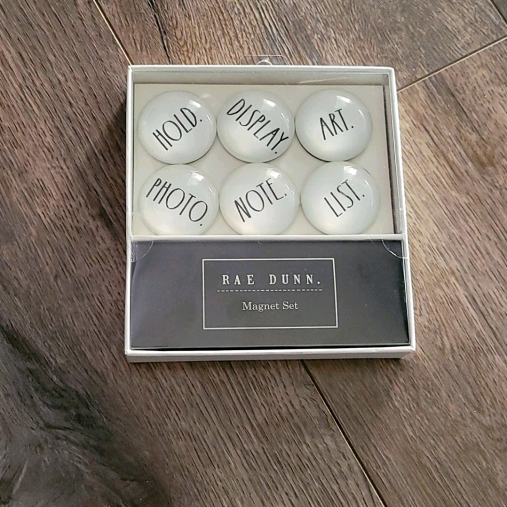 RAE DUNN. HOLD. MAGNET SET 6 GLASS-DOME MAGNETS By OCS Designs NIB